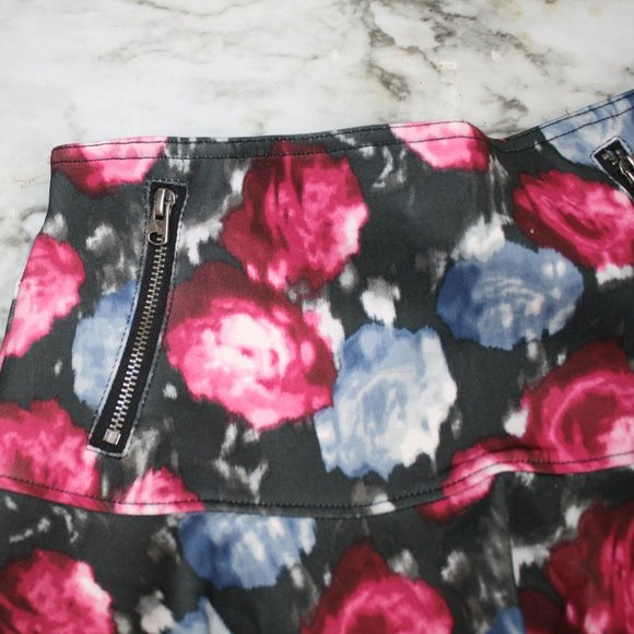 ABERCROMBIE KIDS Skirt Floral Roses Skater Abstract Flowers Pink Colorful Large - Picture 2 of 10